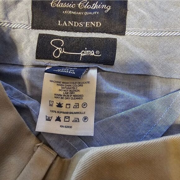 Land's End Khaki Pants men's 32 tailored fit 100% supima Pre-owned - Picture 4 of 6